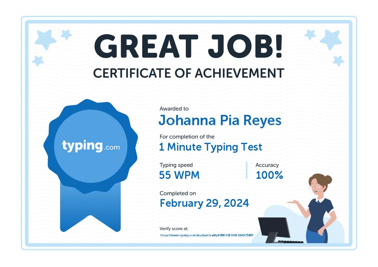 Typing Test Certificate