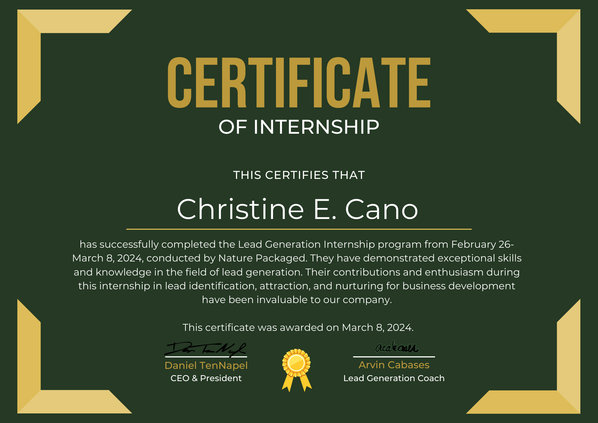 Certificate of Internship