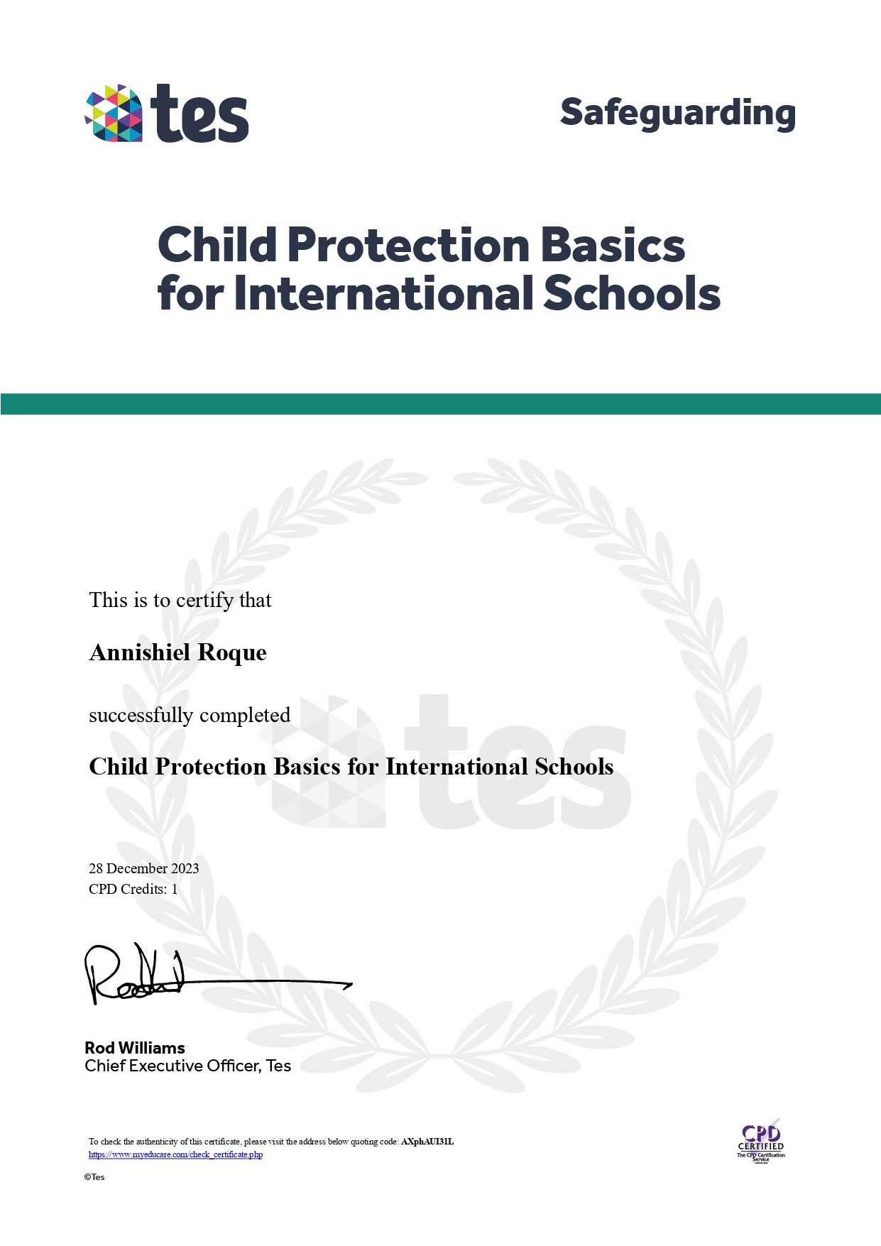 Child Protection Basics for International Schools Certificate