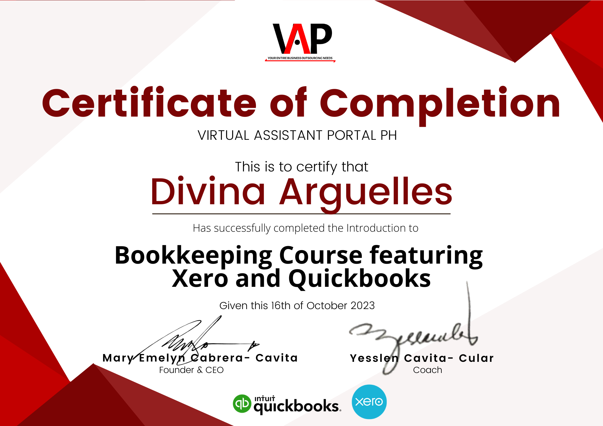 Book Keeping Cert