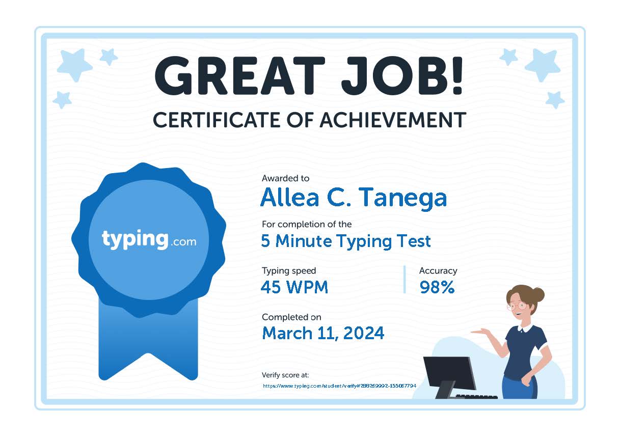 Typing Certificate