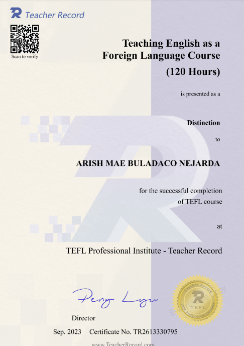 Teaching English as a Foreign Language Course