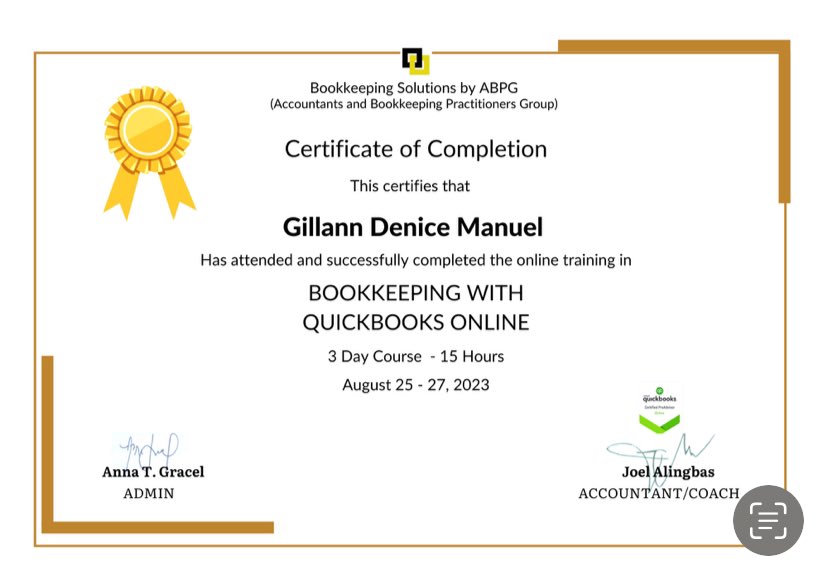 Bookkeeping Certificate