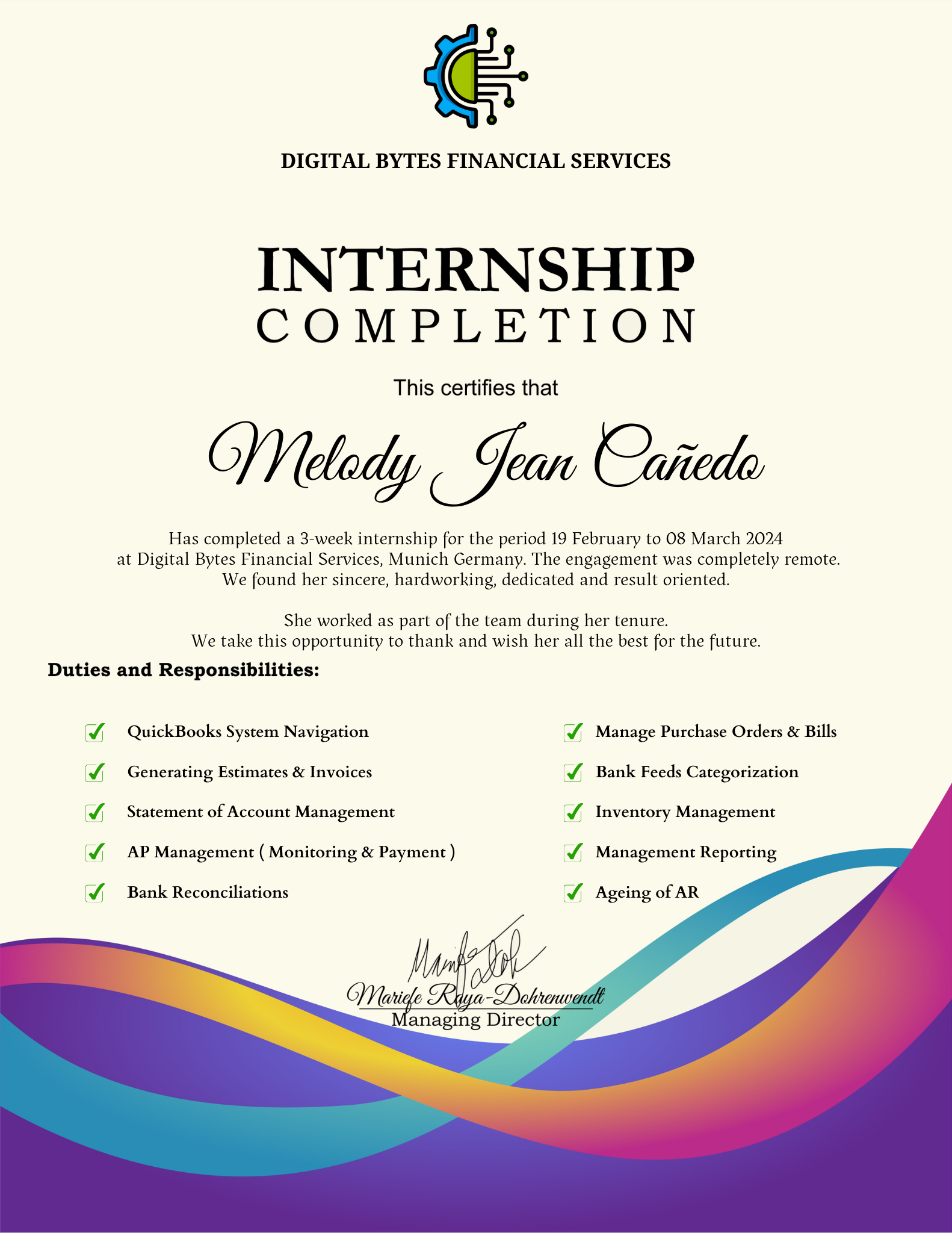Bookkeeping Internship