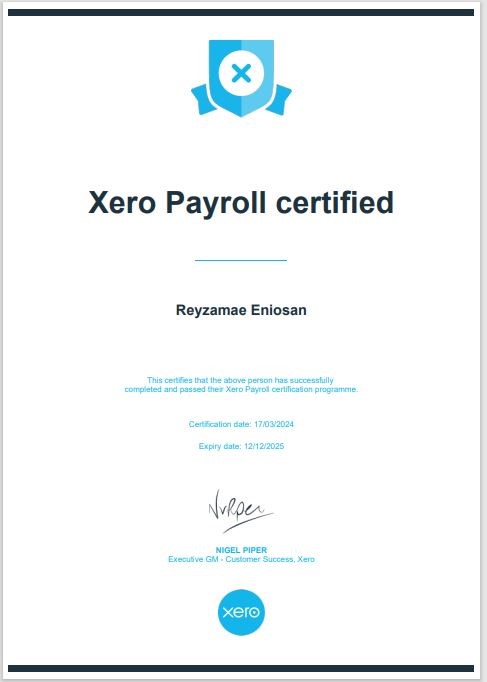 Xero Payroll Certified