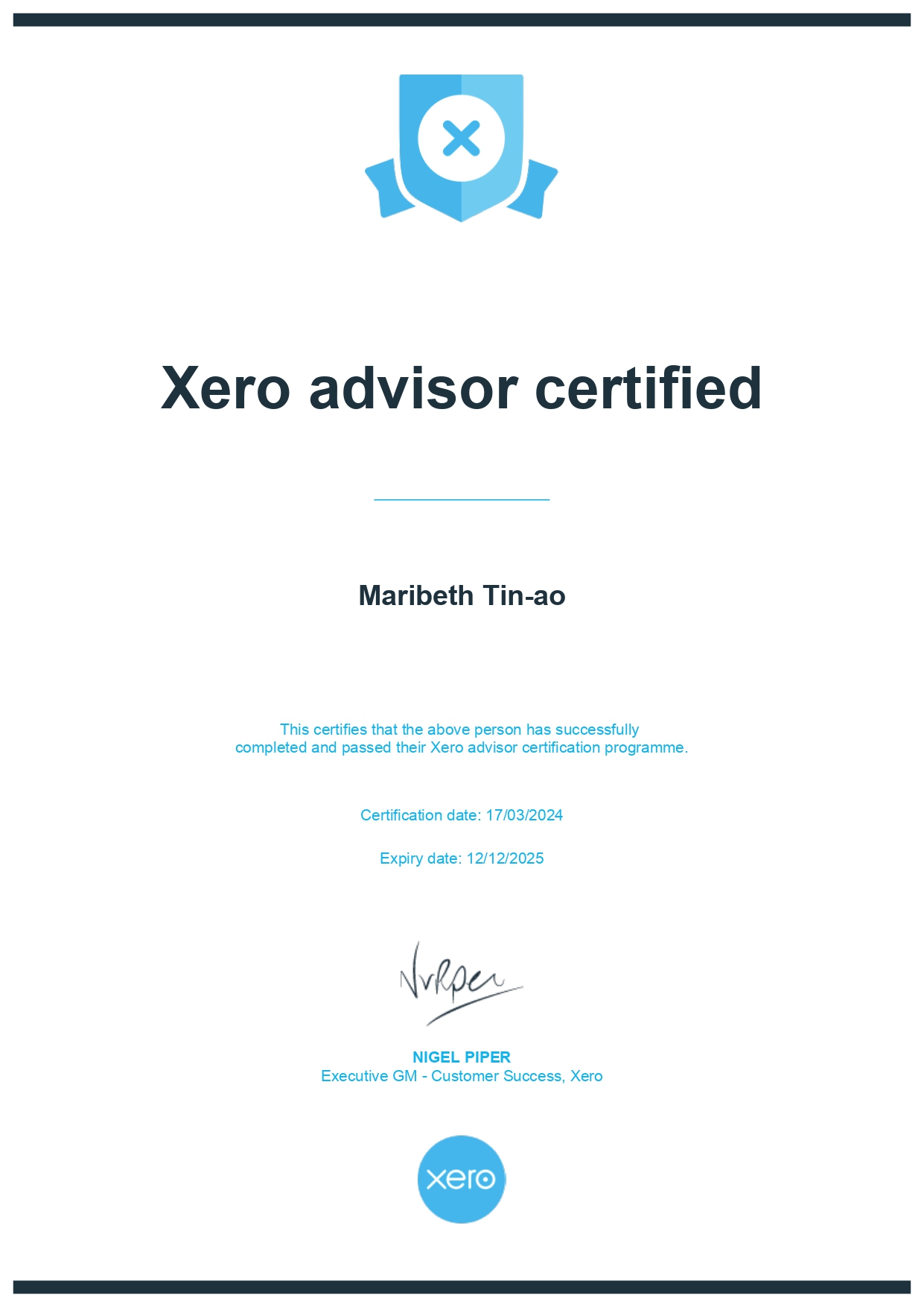 Xero Advisor Certified