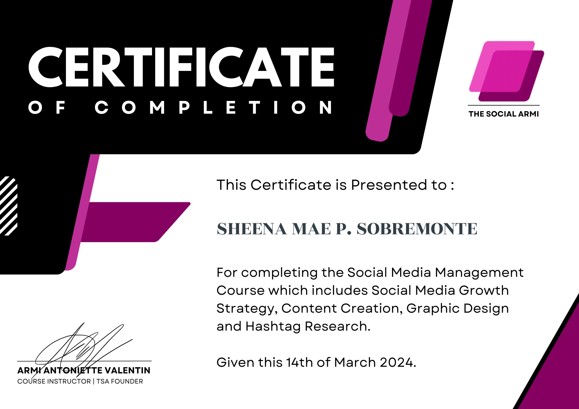 SMM - Certificate