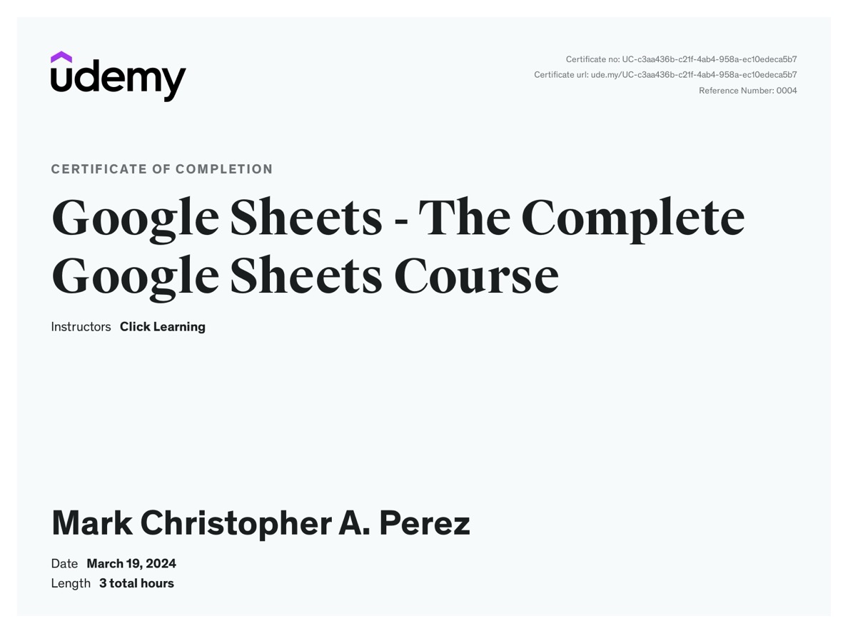 Google Sheets - The Complete Google Sheets Course