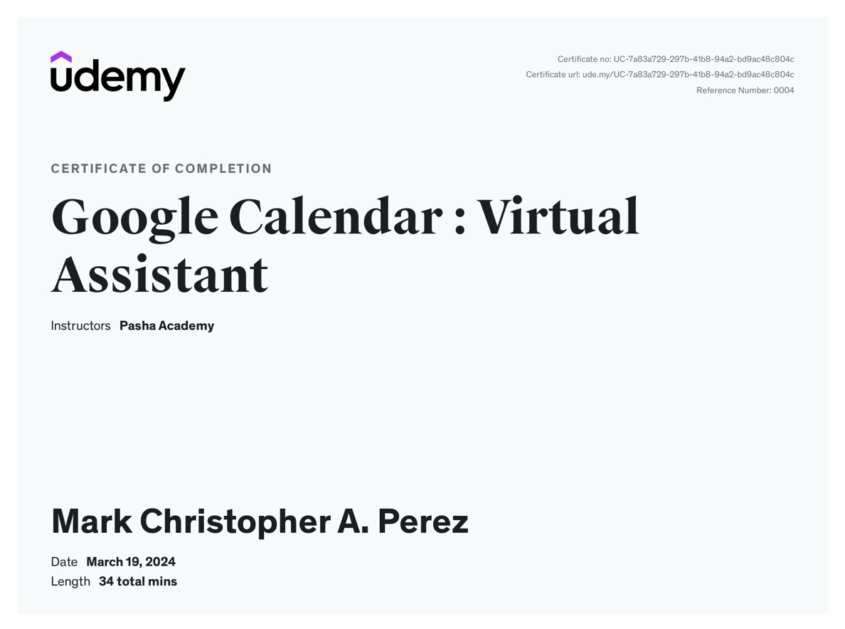 Google Calendar : Virtual Assistant