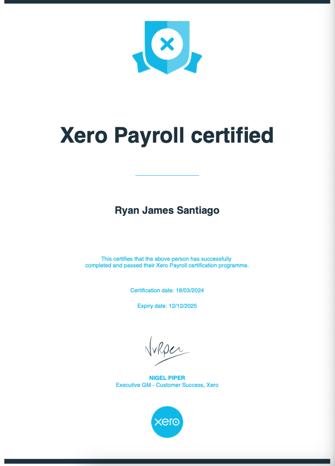 Xero Payroll Certified