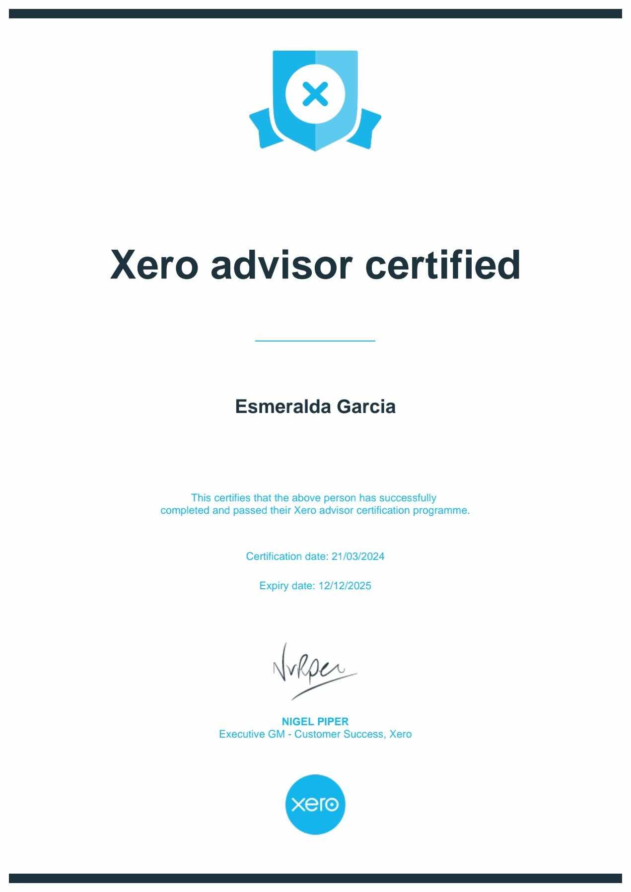 Xero Advisor Certificate