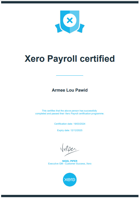 Xero Payroll Certified