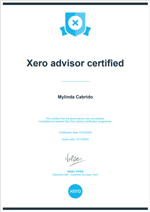 Xero Advisor Certificate