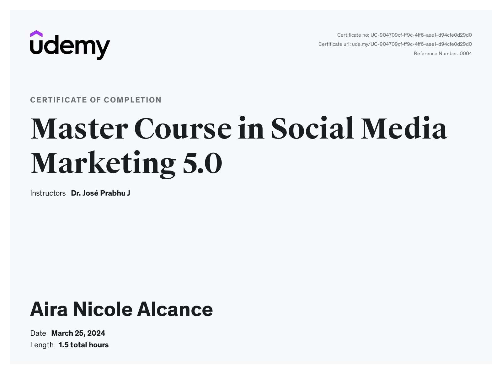 Master Course in Social Media Marketing 5.0 Certificate