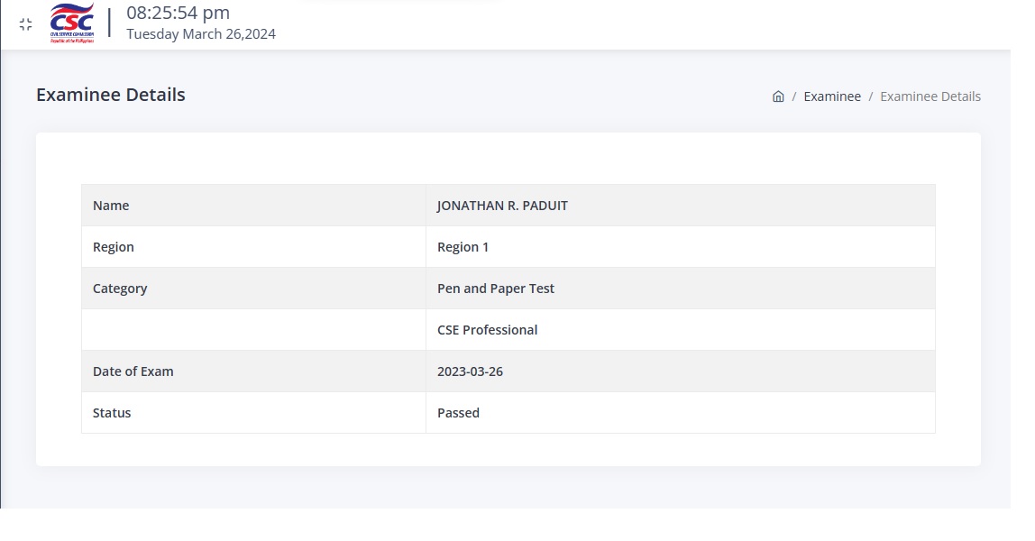 Civil Service Exam Passer - Professional Level