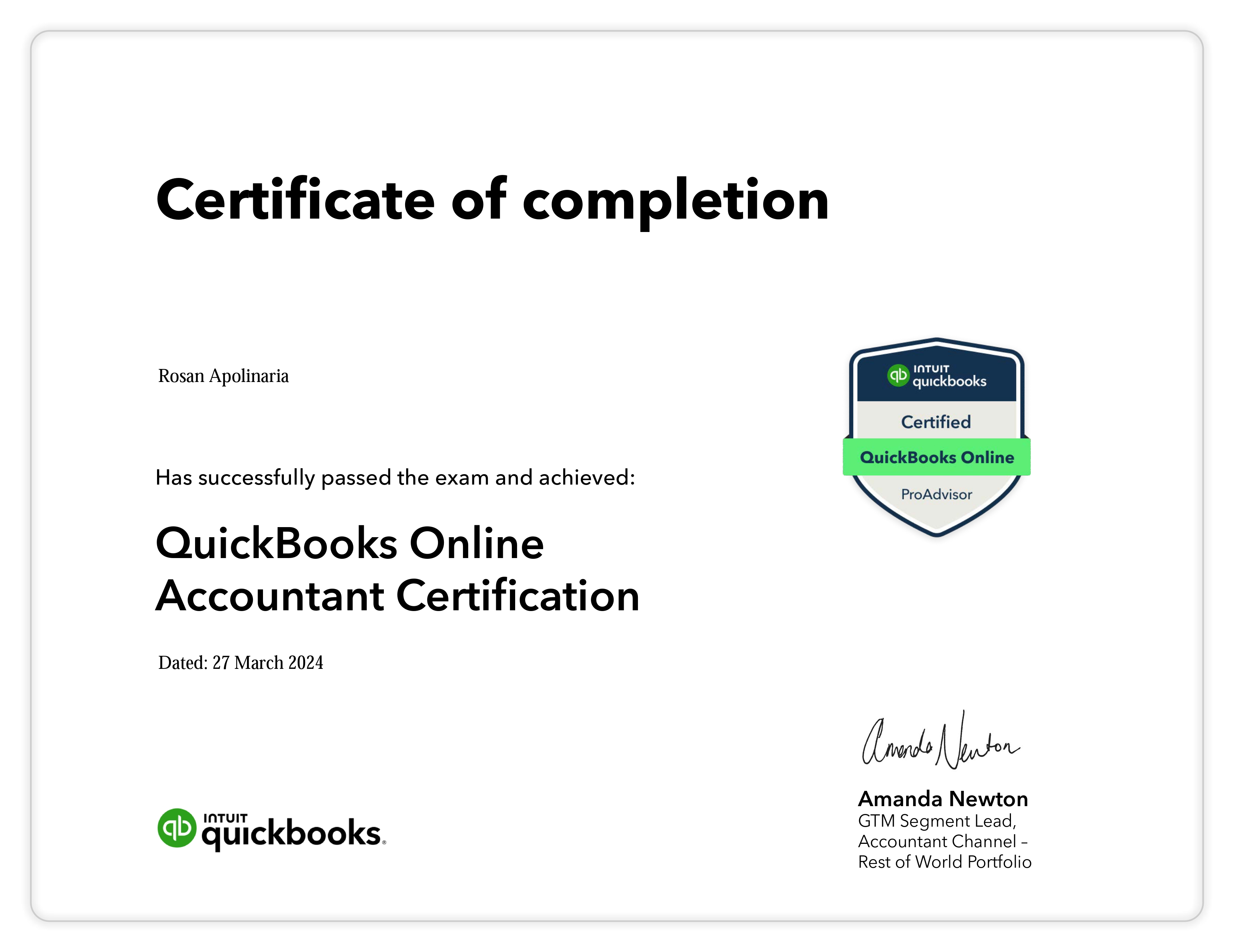 Quickbooks Online Certification