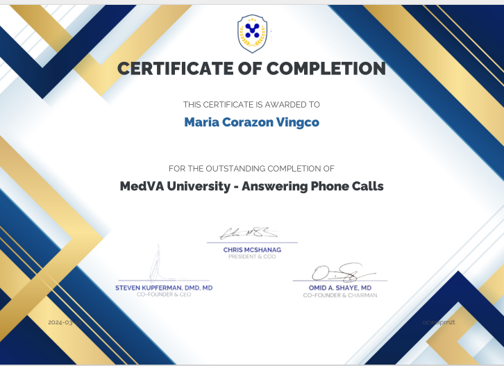 Certification in Answering Phone Calls