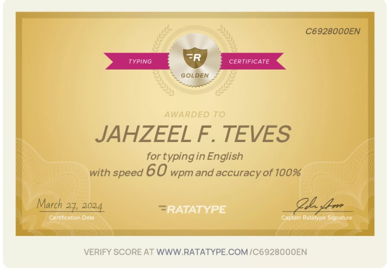 Typing Test Certificate