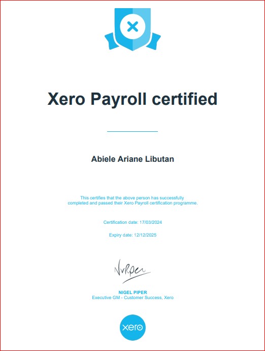 Xero Payroll Certified