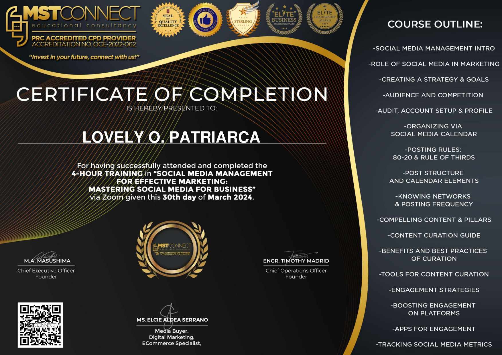 Certificate of Completion at MSTConnect