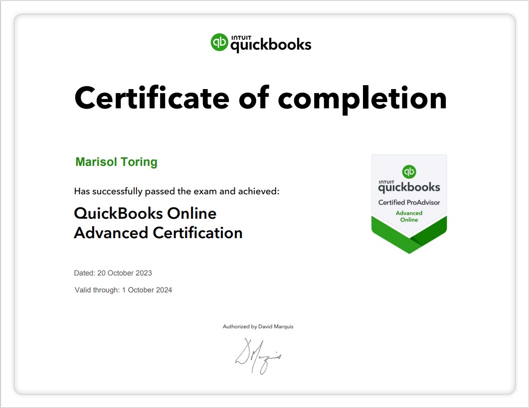 Quickbooks Online Advanced Certification