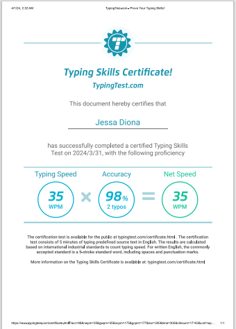 Typing test Speed