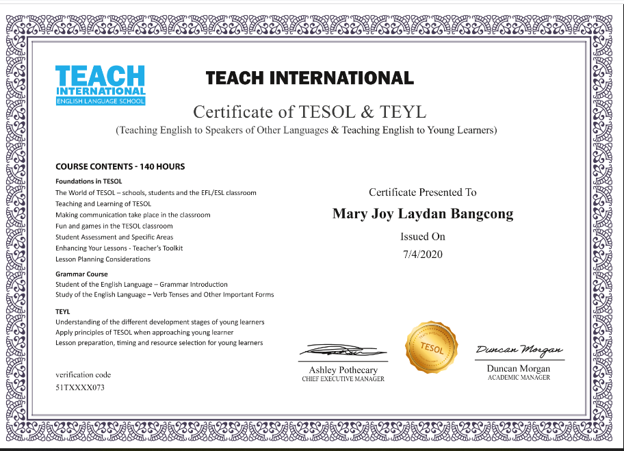 Teach International Certificate