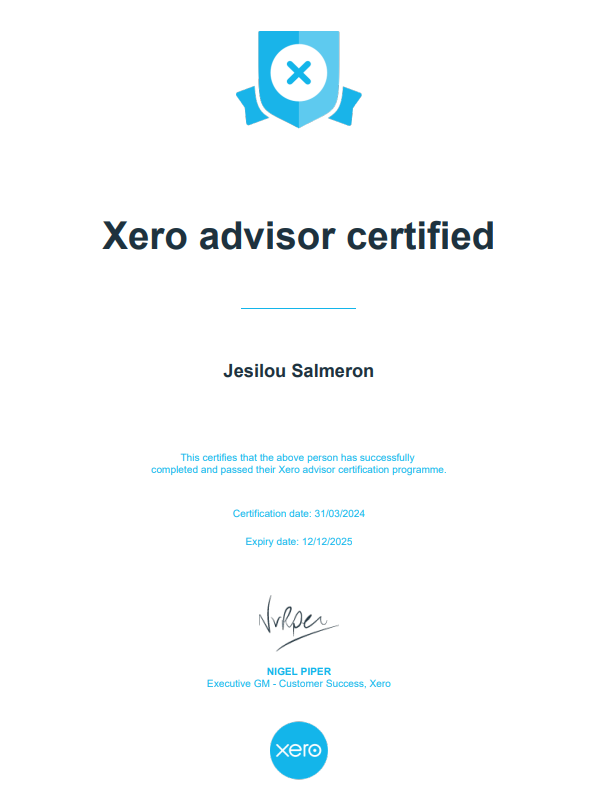 XERO ADVISOR CERTIFIED