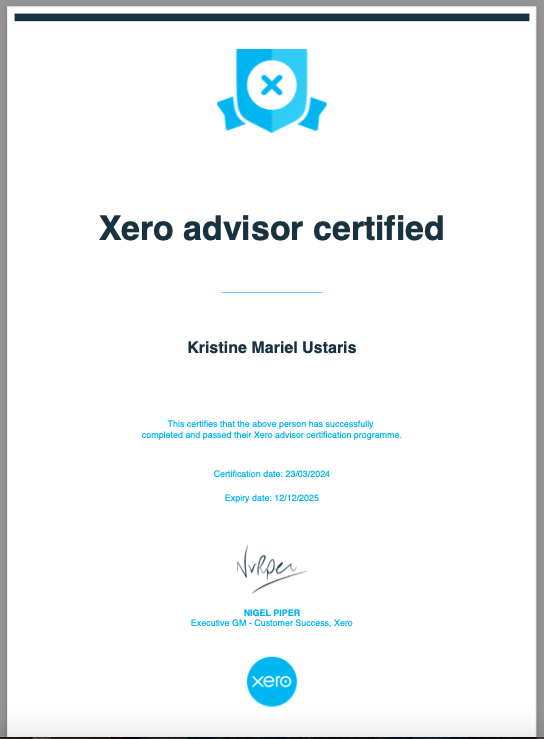 Xero Advisor Certificate