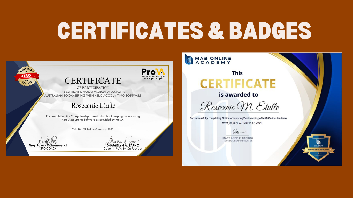 Bookkeeping Certificates