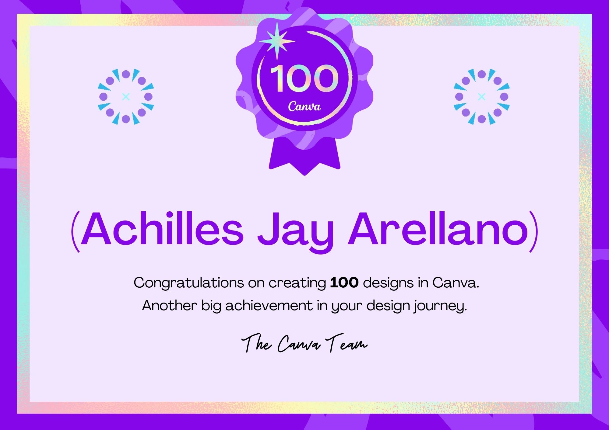 CANVA 100 Design Milestone Badge