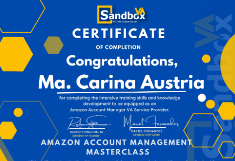 Certificate of Completion Amazon Account Management