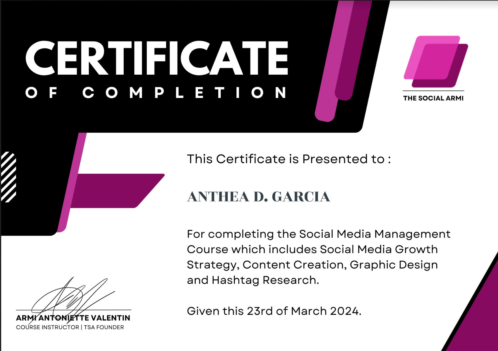 Social Media Management Certificate