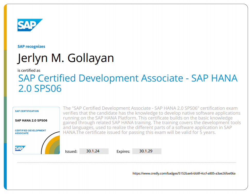 SAP Certified Development Associate - SAP HANA 2.0 SPS06