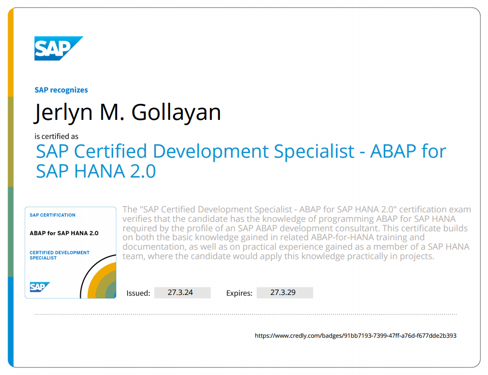 SAP Certified Development Specialist - ABAP for SAP HANA 2.0