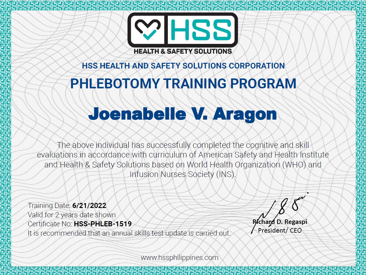 PHLEBOTOMY CERTIFICATE