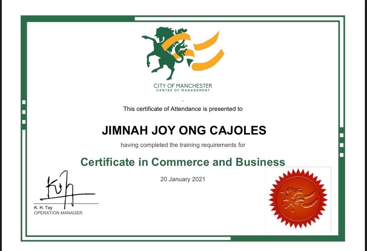 Certificate in Commerce and Business