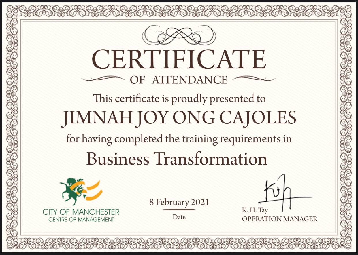 Certificate in Business Transformation