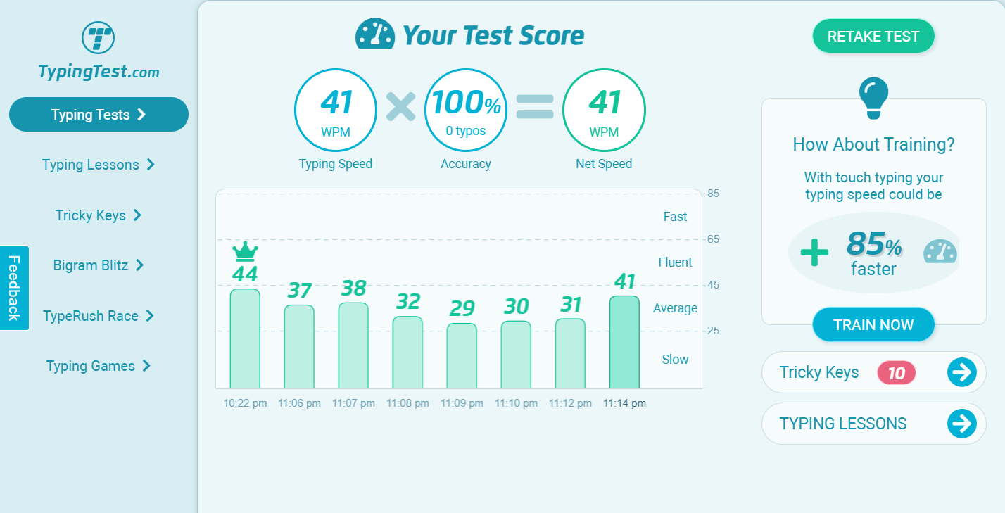 TYPING TEST SCREENSHOT