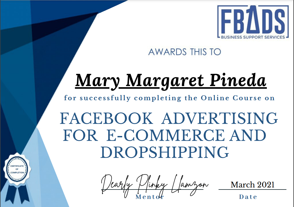 FB Ads/ E-commerce/ Drop shipping Certification