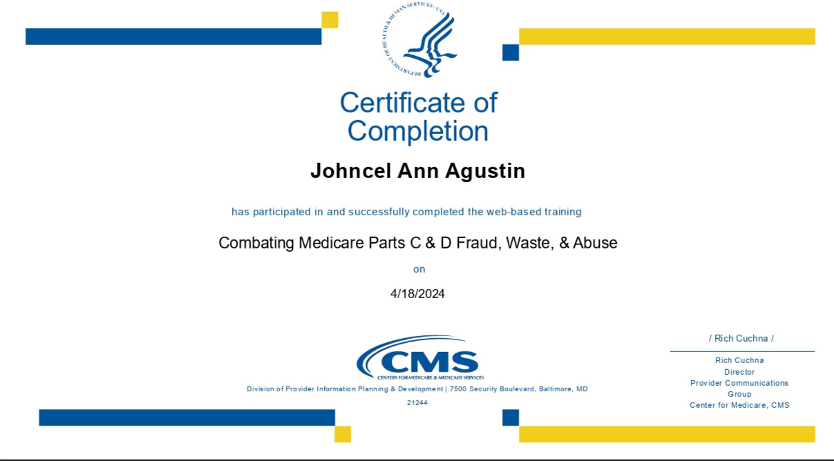 Fraud Waste and Abuse Training Certificate