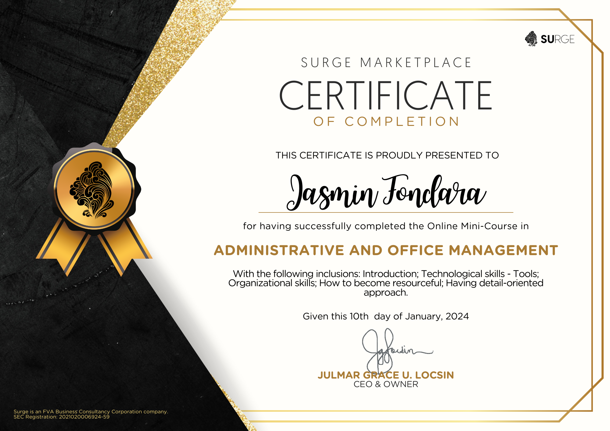 Administrative and Office Management Training Certificate