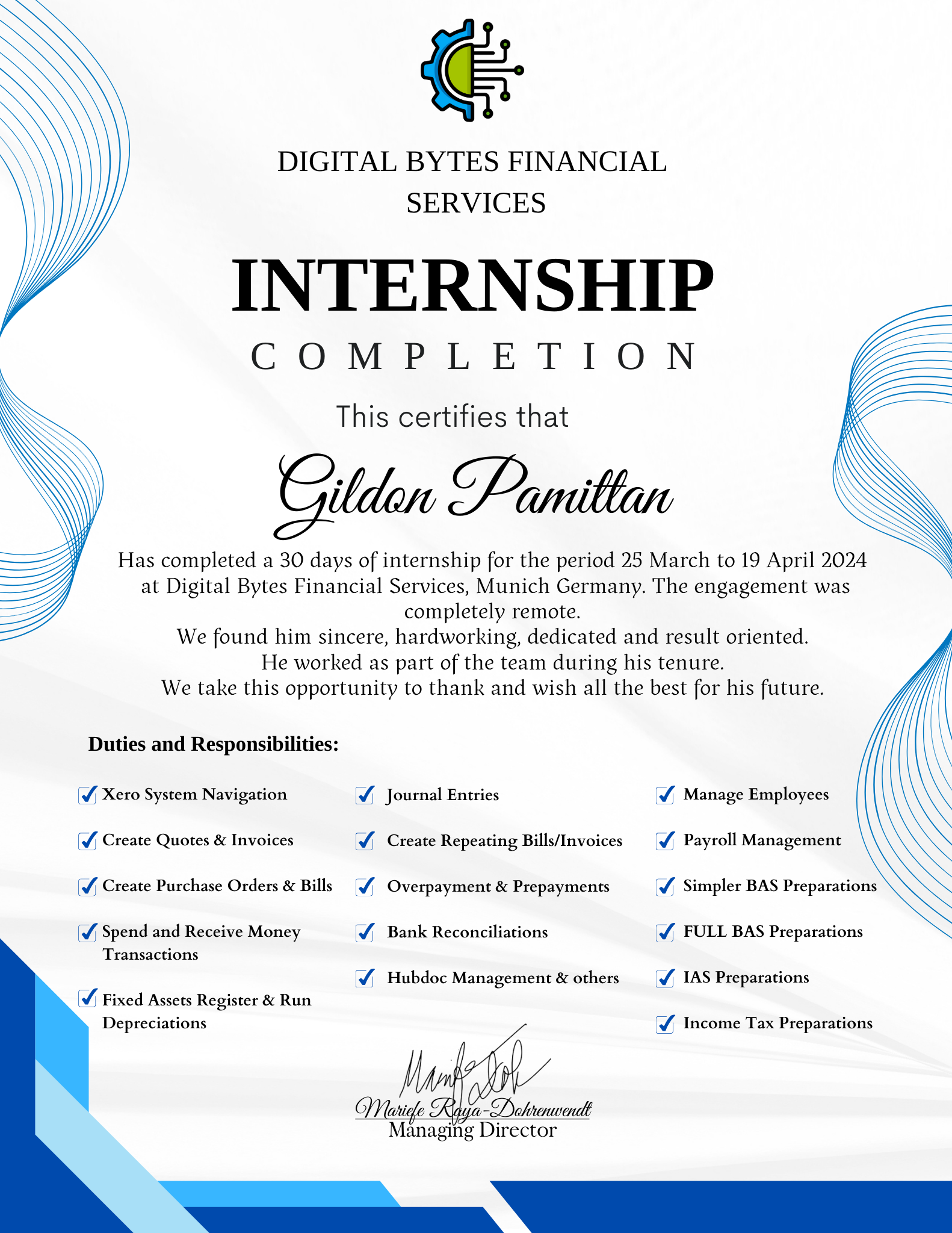 Internship Digital Bytes Financial Services