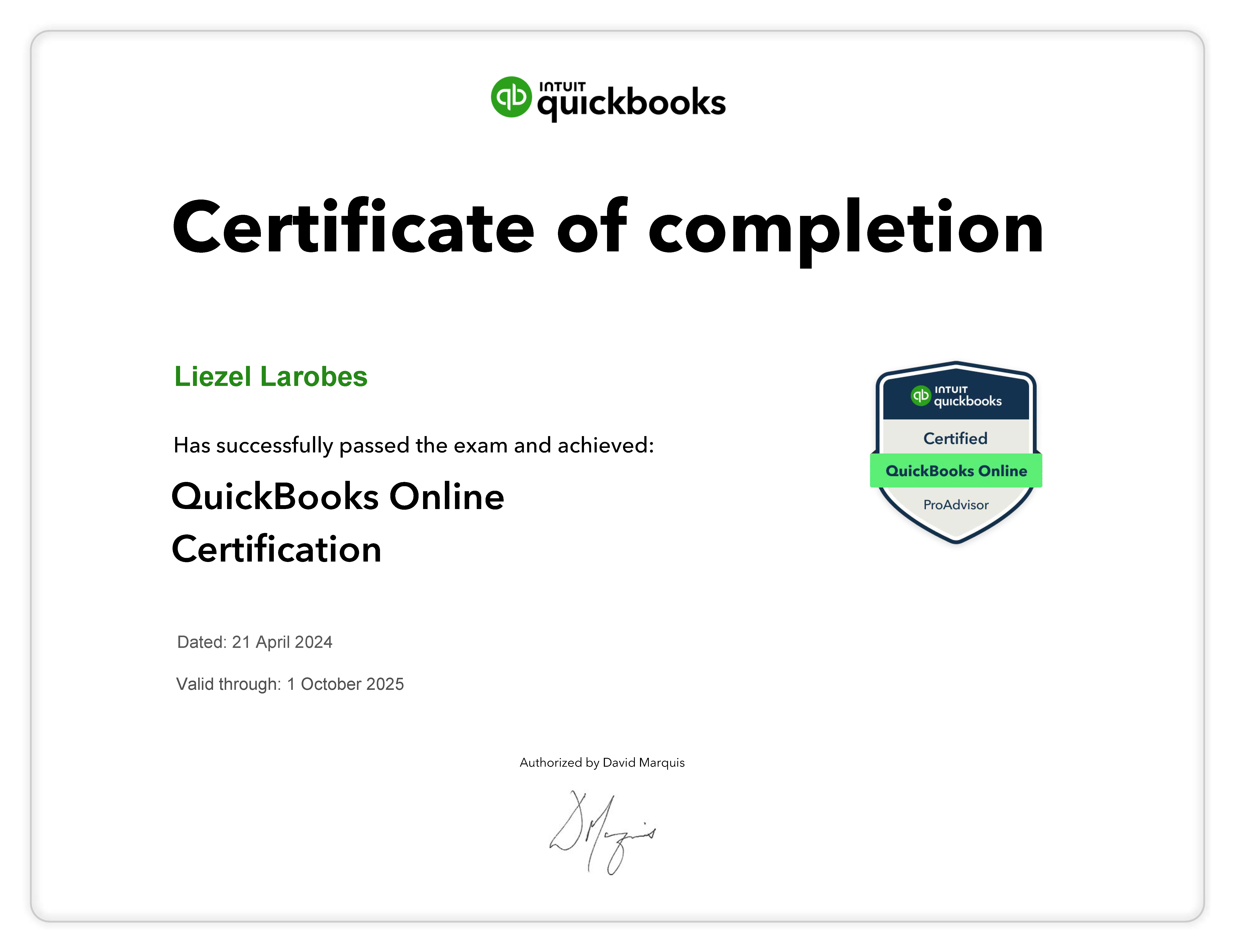 Quickbooks Online ProAdvisor Certification