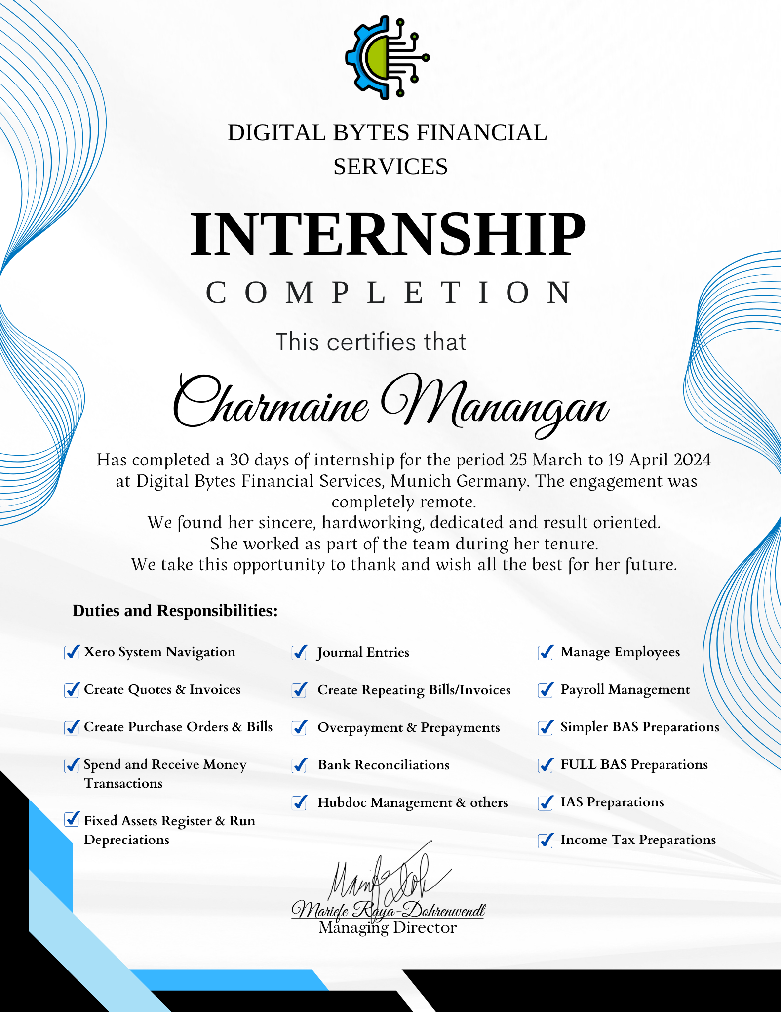 DIGITAL BYTES FINANCIAL SERVICES INTERNSHIP