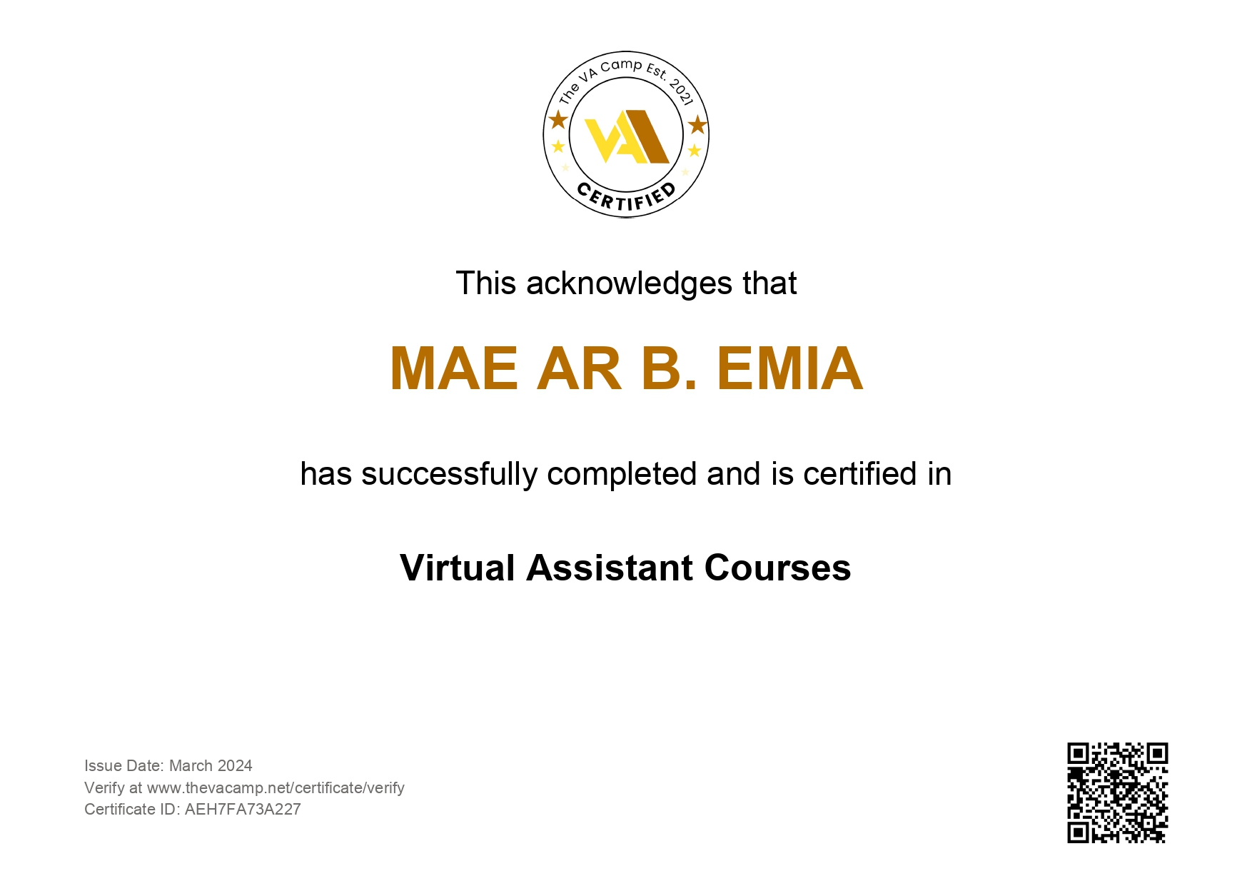 General Virtual Assistant Certificate