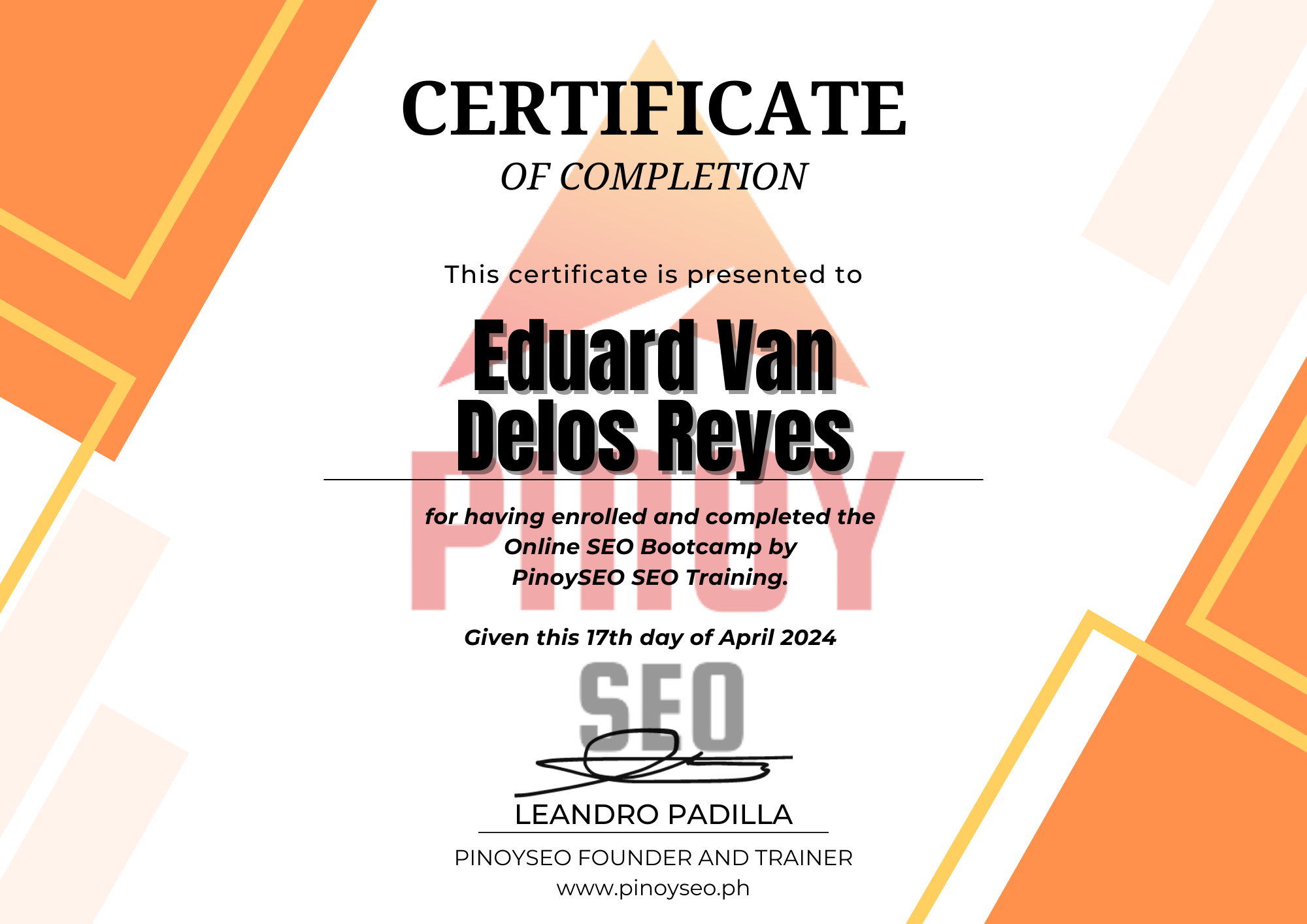 SEO Specialist Training Certificate