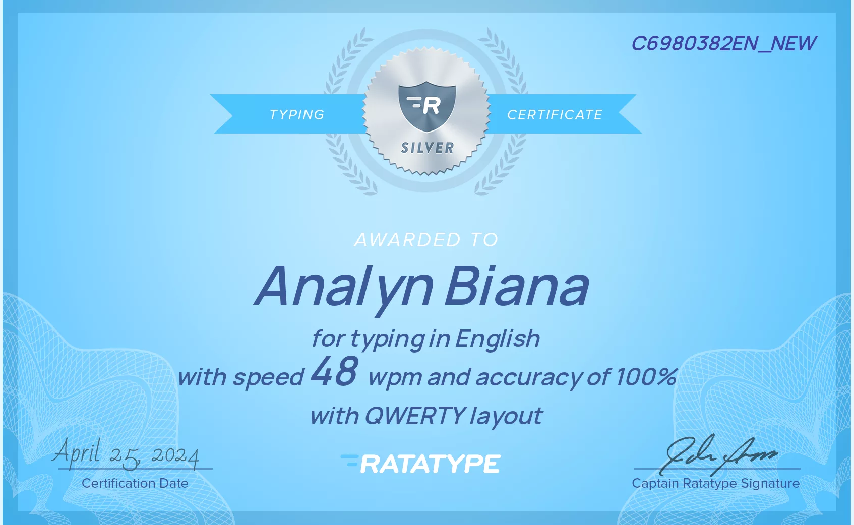 typing test certificate