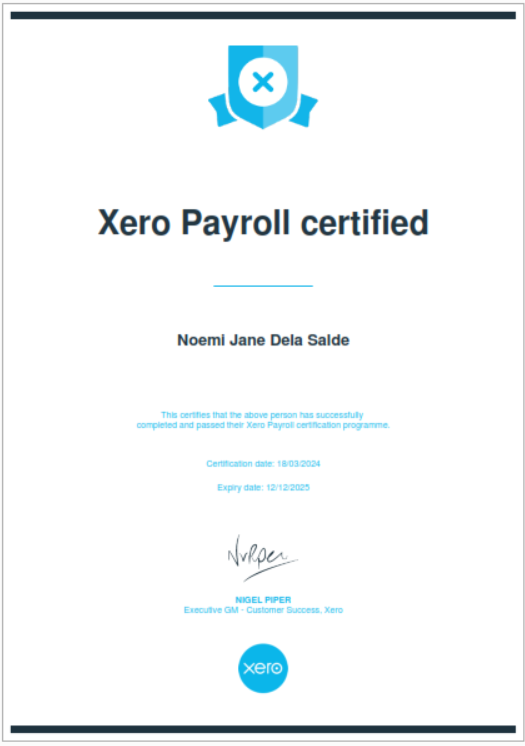 XERO Payroll Certified