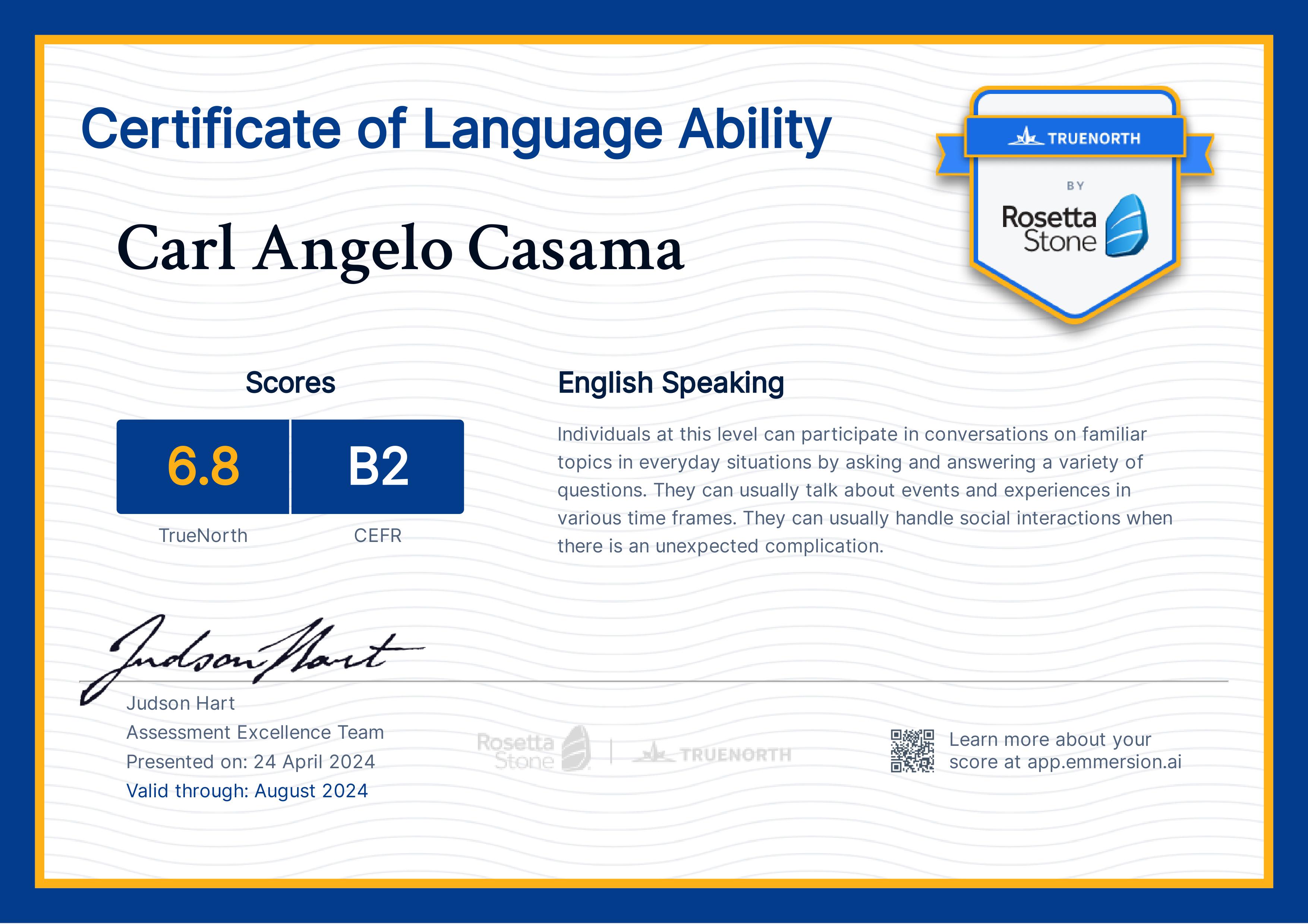 Certificate of Language Ability
